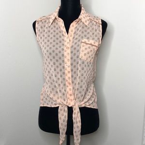 Pink Floral Button Up Top